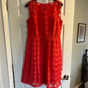 Ellen Tracey windowpane coral dress. Size 8